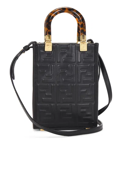 Pre-owned Fendi Embossed Ff Mini Sunshine Shopper Tote Bag
