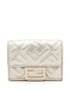 Fendi Embossed Ff Motif Uette Micro Trifold Wallet Accessories In Metallic