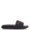Fendi Embossed Ff Motif Rubber Slides In Black