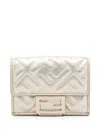 Fendi Embossed Ff Motif Uette Micro Trifold Wallet Accessories In Grey