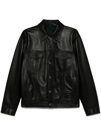 Fendi Embossed Ff Patch Nappa Leather Blouson Jacket
