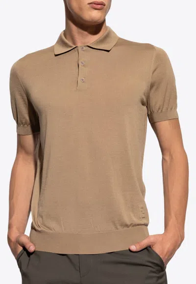 Fendi Embossed Ff Polo T-shirt In Brown