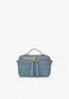 Fendi Vanity Leather Crossbody Bag With Ff Motif In Blue