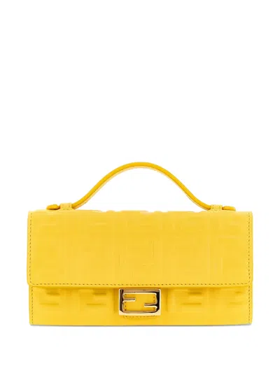 Fendi Embossed Handle Chain Wallet In Yellow