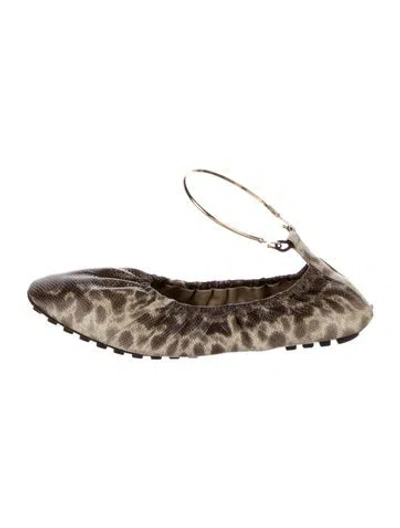 Pre-owned Fendi Embossed Leather Animal Print Ballet Flats In Transparent