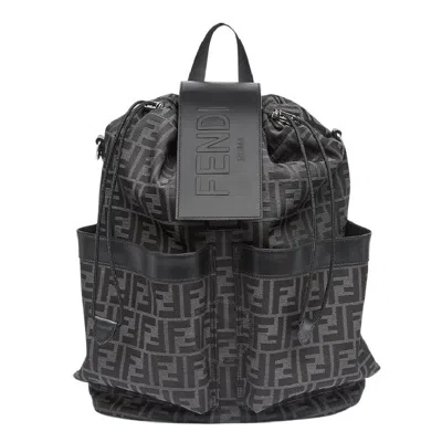 Fendi Embossed Leather Backpack In Black