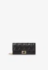 Fendi Embossed Leather Continental Chain Clutch In Black