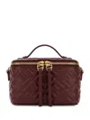 Fendi Vanity Nappa Leather Crossbody Bag Ff Motif In Burgundy