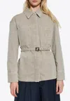 Fendi Beige Denim Jacket With Concealed Closure In Gray
