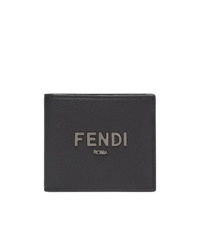 Fendi Embossed-logo Bi-fold Wallet In Black