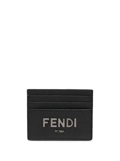 Fendi Embossed-logo Cardholder In Black