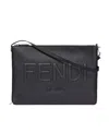 Fendi Embossed-logo Clutch Bag In Black