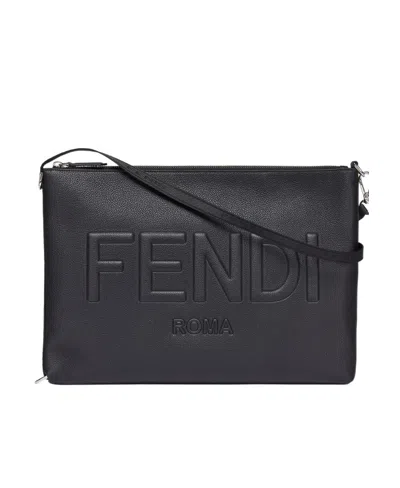 FENDI FENDI LOGO-EMBOSSED ZIPPED POUCH