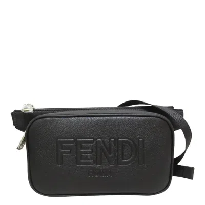 Fendi Embossed Logo Leather Belt Bag In Black