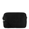 Fendi Embossed Logo Leather Messenger Bag In Black