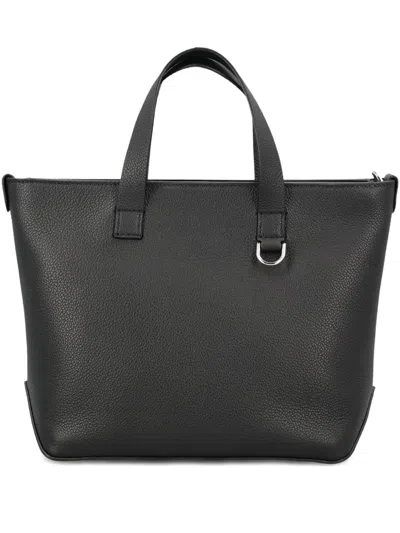 Fendi Embossed-logo Leather Tote Bag In Black