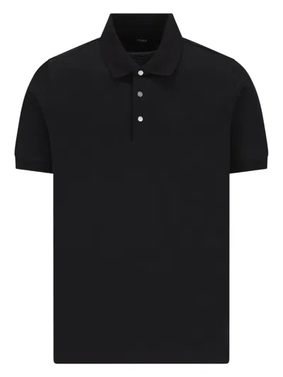 Fendi Embossed-logo Piqué Polo Shirt In Blue