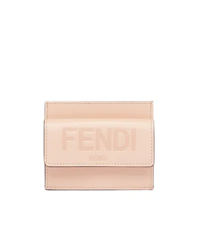 Fendi Embossed Logo Purse In Nude