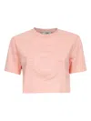 Fendi Women Pink T-shirt With Cropped Design And Raised Logo On The Front In Cotton Woman In Pink