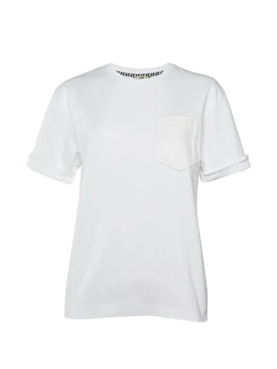 Pre-owned Fendi Embossed Logo T-shirt In White