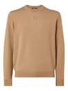 Fendi Embossed-logo Wool Sweater In Brown
