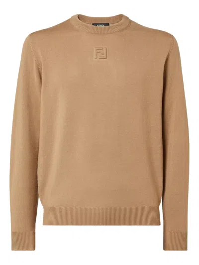 FENDI EMBOSSED-LOGO WOOL SWEATER
