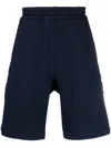 Fendi Embossed-monogram Denim Shorts In Blue