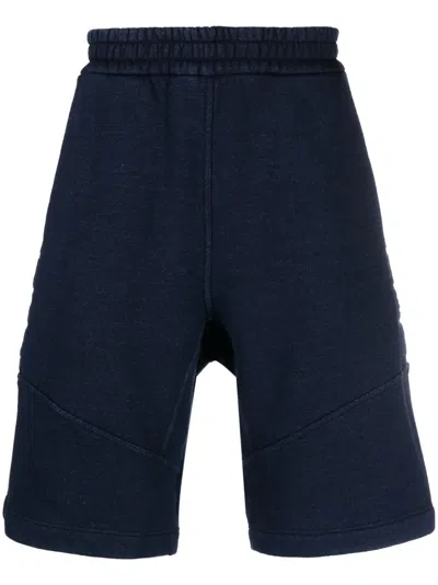 Fendi Embossed-monogram Denim Shorts In Blue