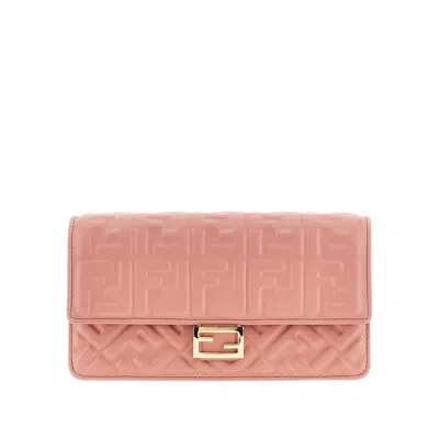 FENDI EMBOSSED NAPPA LEATHER 'BAGUETTE' CLUTCH