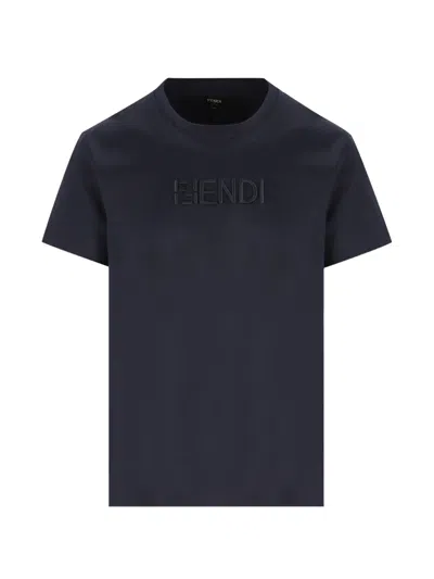 Fendi Embossed T-shirt In Blue