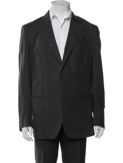 Pre-owned Fendi Embroidered Accent Blazer In Gray