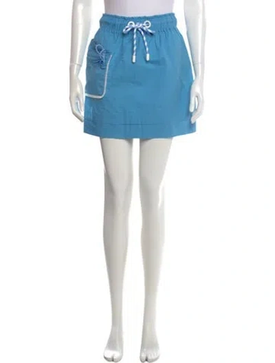 Pre-owned Fendi Embroidered Accent Mini Skirt In Blue