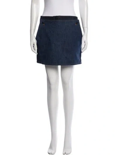 Pre-owned Fendi Embroidered Accent Mini Skirt In Blue