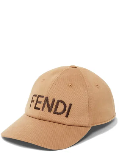 Fendi Embroidered Adjustable Peak Hat For Men In Brown