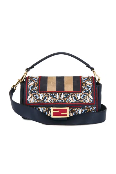 Pre-owned Fendi Embroidered Baguette Shoulder Bag In Multi