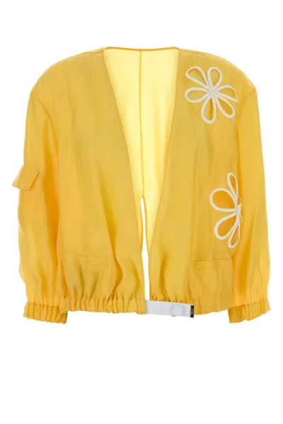 Fendi Embroidered Blouson Jacket In Yellow