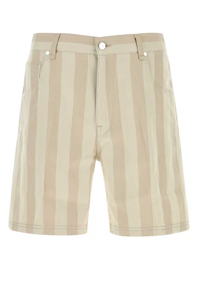 Fendi Embroidered Canvas Bermuda Shorts For Men In Stripped