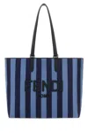 Fendi Men Embroidered Canvas Go To Shopping Bag In Blu