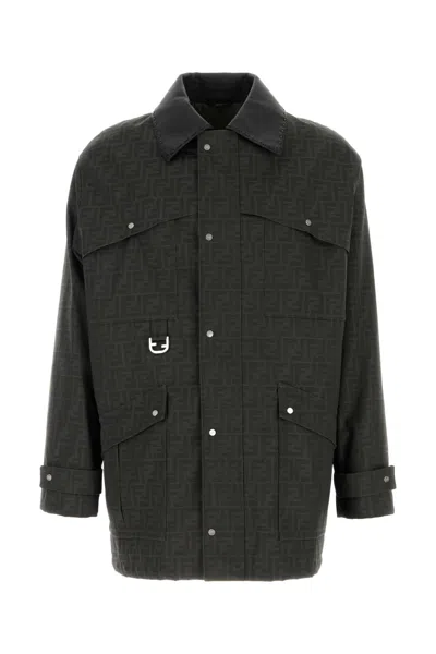 Fendi Embroidered Canvas Jacket For Men In Purple