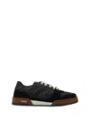 Fendi Match Low-top Ff Jacquard Fabric And Suede Sneakers In Brown