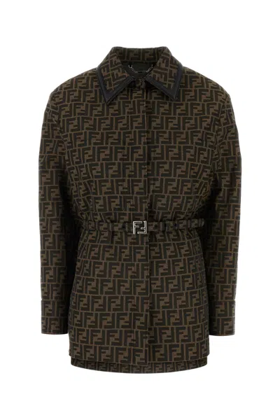 FENDI FENDI EMBROIDERED CANVAS SHIRT