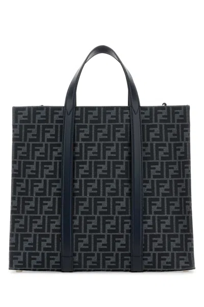 Fendi Embroidered Canvas Shopping Bag In Multicolor