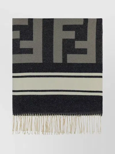 Fendi Embroidered Cotton Blend Beach Towel In Multi