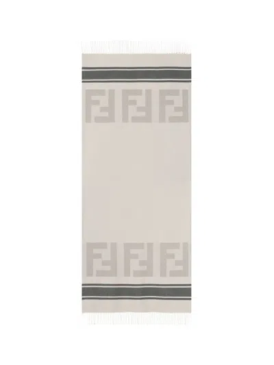 Fendi Embroidered Cotton Blend Beach Towel In Brown