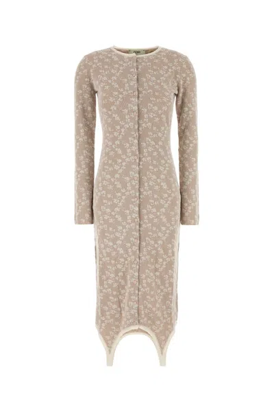 FENDI EMBROIDERED COTTON BLEND DRESS