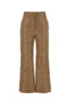 Fendi Pantalone In Misto Cotone Ricamato Donna In Beige