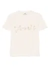 Fendi Beige Cotton And Linen T-shirt With Logo In Neutral