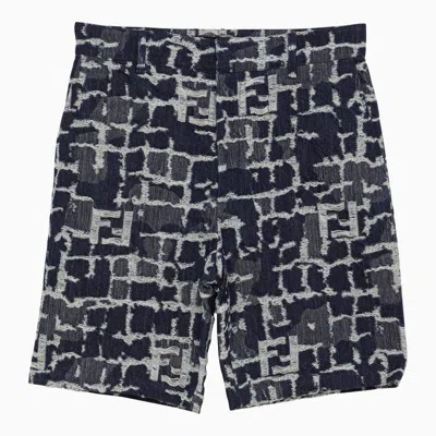 Fendi Embroidered Denim Bermuda Shorts