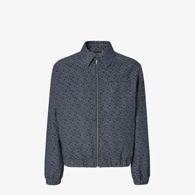 Fendi Embroidered Denim Bomber Jacket