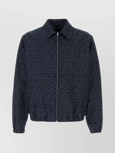 Fendi Embroidered Denim Bomber With Elastic Cuffs